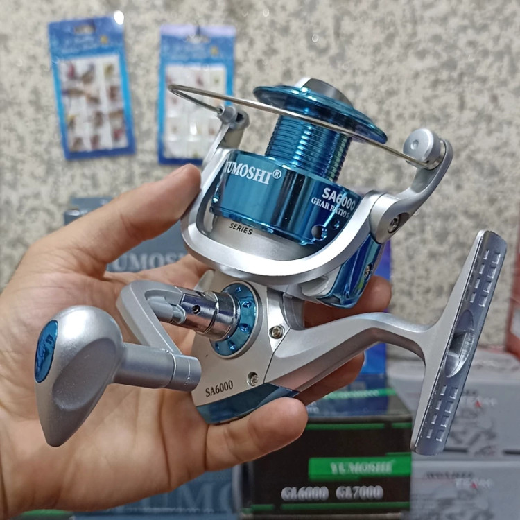 چرخ ماهیگیری 6000 برند یوموشی مدل SA6000 مناسب برای چوب ماهیگیری لنسر ماهیگیری