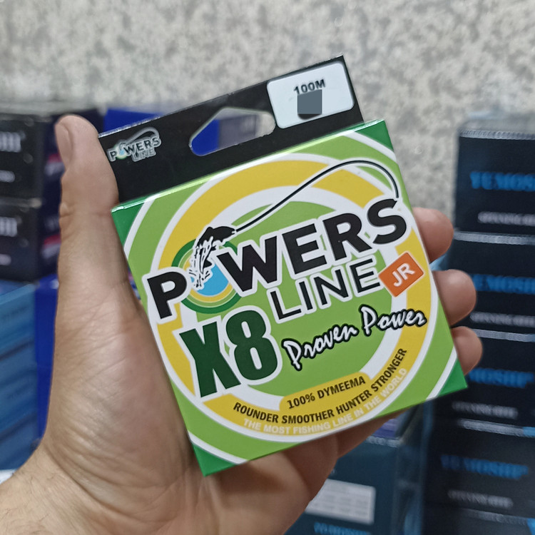 نخ ماهیگیری ابریشمی 100 متری برند پاور لاین 8 لایه مناسب چرخ ماهیگیری و چوب ماهیگیری