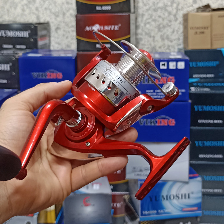 چرخ ماهیگیری 6000 برند اکوستی مدل NL red 6000 مناسب برای چوب ماهیگیری لنسر ماهیگیری